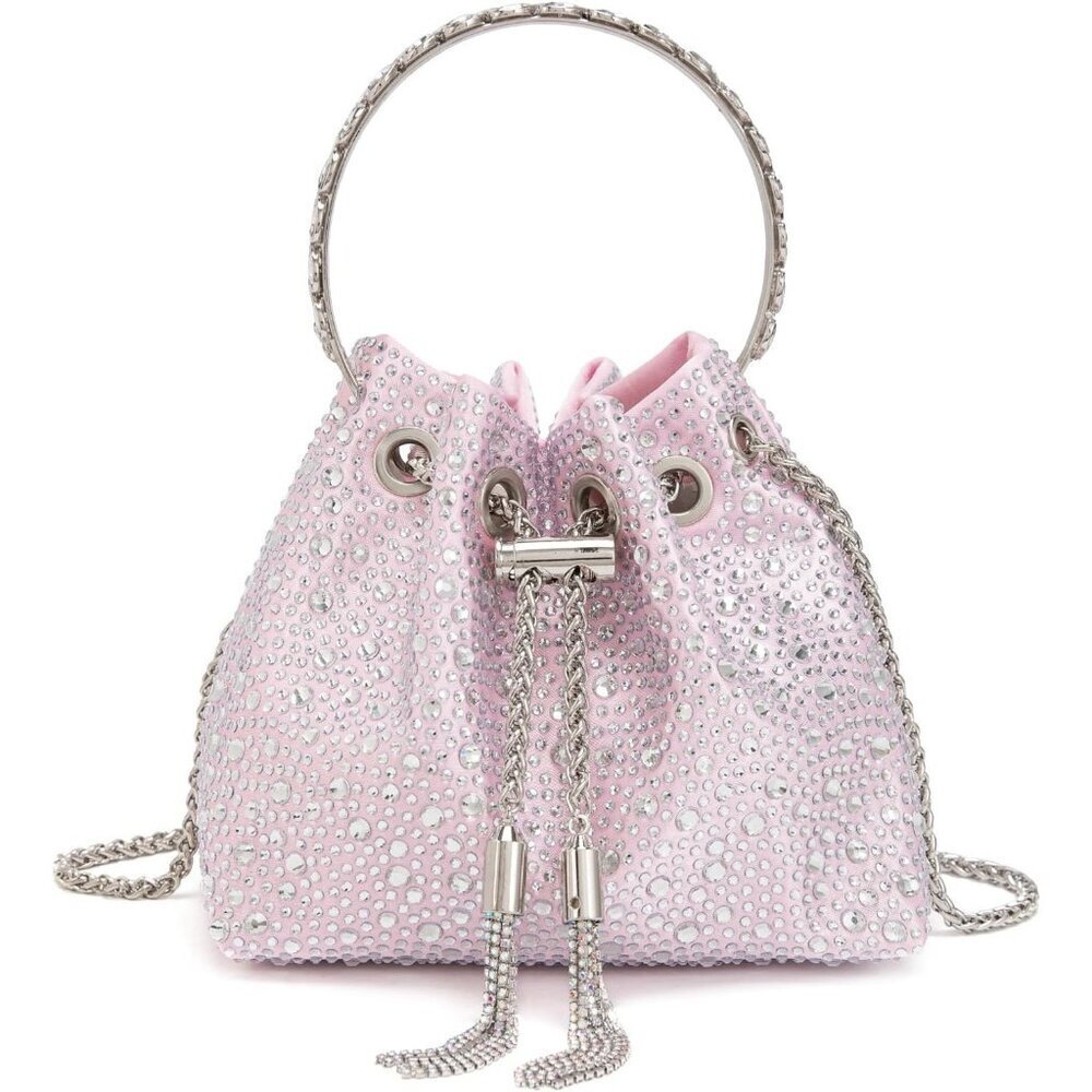 Women's Pink Rhinestones High Quality Sparkly Bling Party Crossbody Clutch
